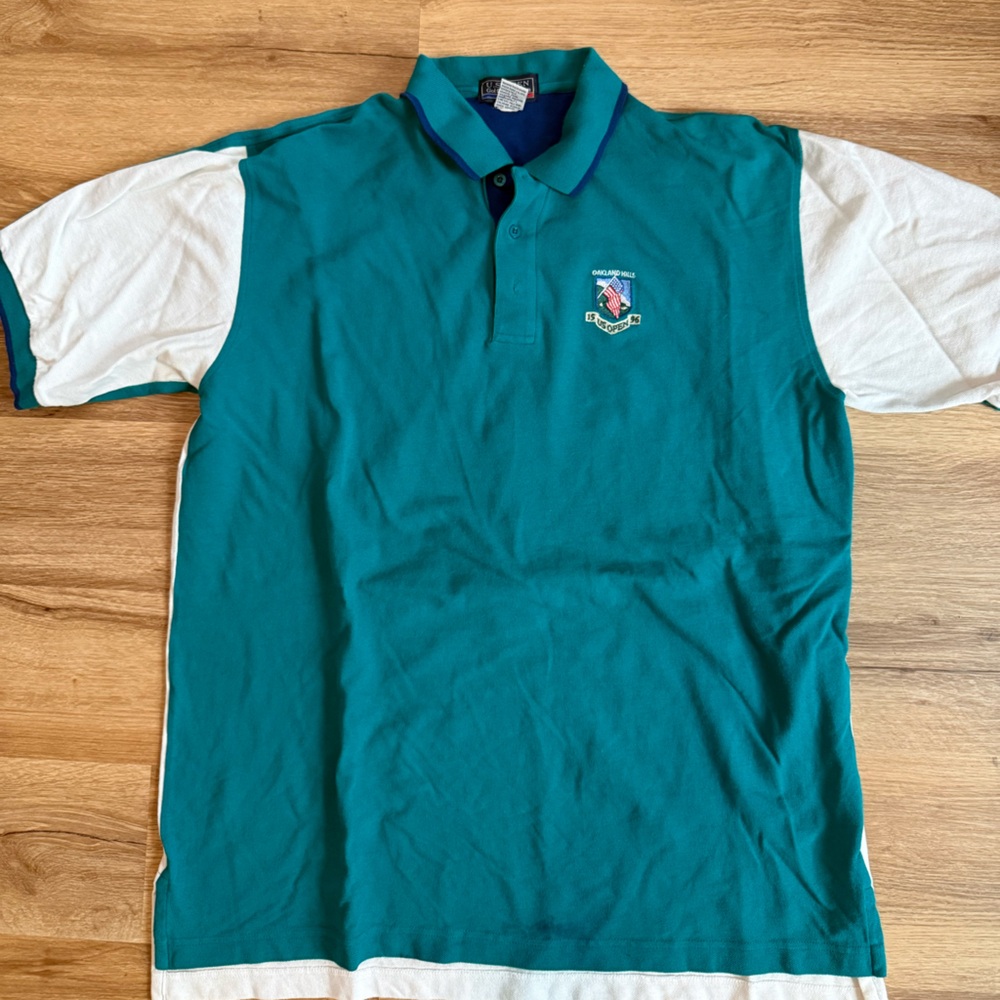 1996 U.S. Open Oakland Hills Teal and White Polo Shirt